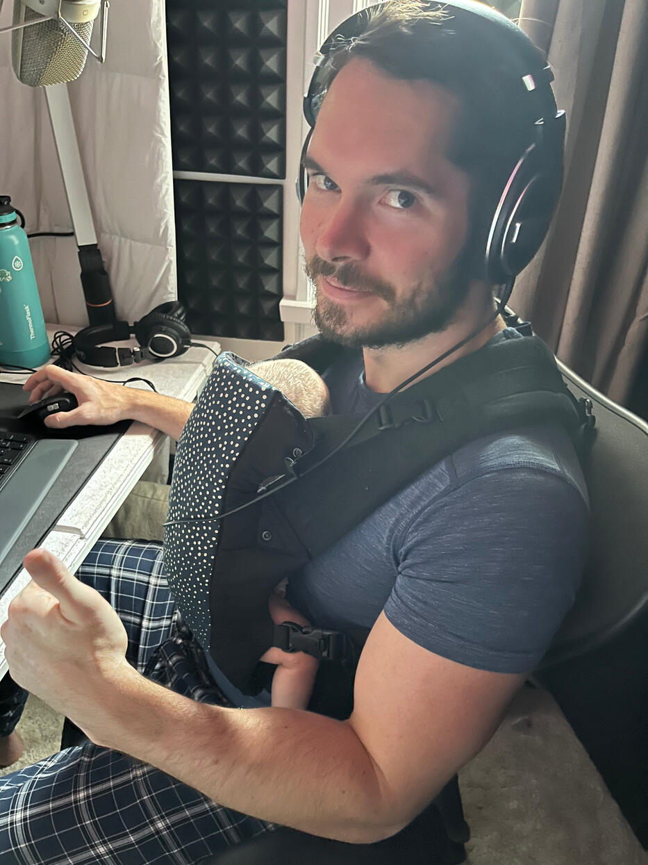 Audiobook proofing with baby